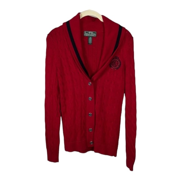 Lauren Ralph Lauren Sweaters - Lauren Ralph Lauren Active Red Cable Knit Cardigan Sweater Size XS
